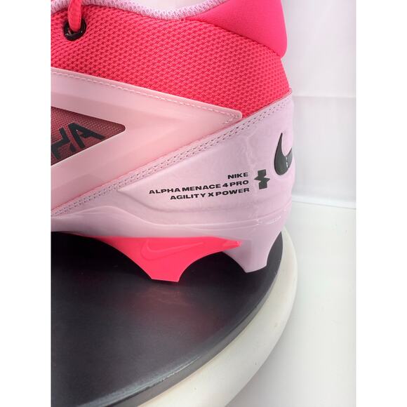 Nike Alpha Menace 4 Pro Mens‎ Sz 10.5 Racer Pink Grey HJ4568-600 Football Cleats main image 6
